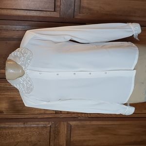 Jacqueline Ferrar Vintage Embellished Sheer Lace Collar Blouse Sz 6